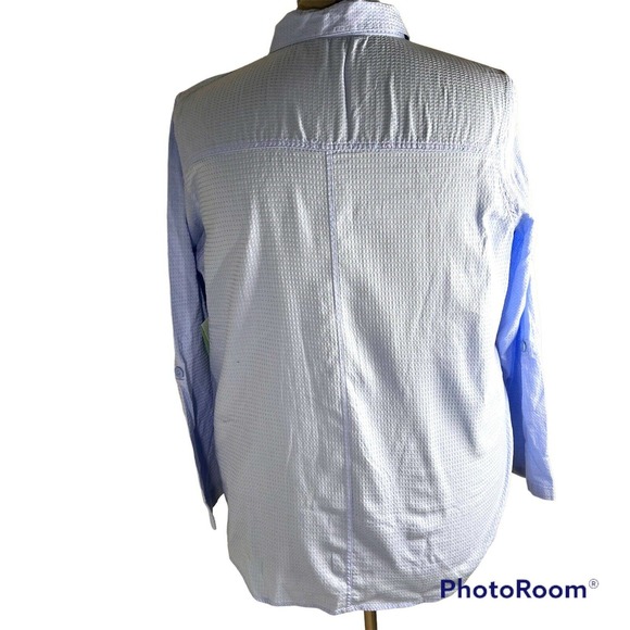 Coral Bay Energy Women’s Button Up Chore Shirt Sz Large Roll Tab Sleeves NWT - Picture 2 of 6